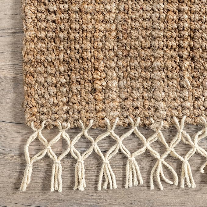 Nuloom Raleigh Natural, 2'6" x 6', Handmade, Jute & Wool, Soft and Textured, High Traffic, Stain Resistant, Easy Clean, Durable Runner for Bedroom, Living Room, Dining Space, Den, Foyer, Entryway