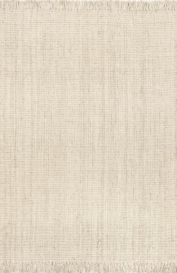 Nuloom Daniela Off-White, 7'6" x 10'6", Handmade, Jute, Tassel, Soft and Textured, High Traffic, Stain Resistant, Easy Clean, Durable Area Rug for Bedroom, Living Room, Dining Space, Foyer, Entryway