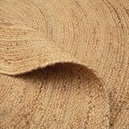 Hausattire Hand Woven Jute Braided Rug, 3’ Round – Natural, Reversible Boho Entry Area Rugs for Kitchen, Living Room I Farmhouse Decorative Floor Rug, 3 Feet Round