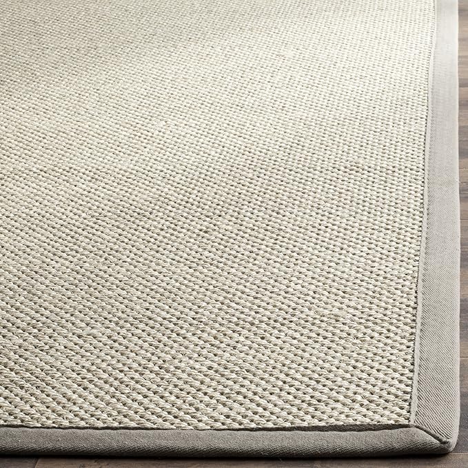 SAFAVIEH Natural Fiber Collection Runner Rug - 2'6" x 12', Marble & Khaki, Sisal, Woven Design with Border (NF143E)