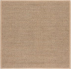 SAFAVIEH Area Rug 6' Square - Natural Fiber Collection - Natural & Beige, Seagrass, Basketweave Pattern with Border (NF114A)