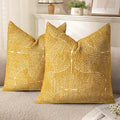 AELS Boho Decorative Textured Throw Pillow Covers 20x20, Organic Modern Mid Century Rainbow Tufted Pillow Case, Farmhouse Rustic Geometric Woven Cushion Case for Bed Couch Sofa, Mustard Yellow