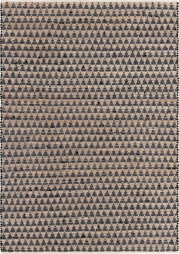 Unique Loom Chindi Jute Collection Area Rug (7' 1" x 10' Rectangle, Black/ Natural)