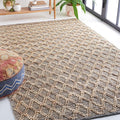 SAFAVIEH Natural Fiber Collection Area Rug - 6' Square, Natural & Black, Flat Weave Farmhouse Geometric Jute Design, Ideal for High Traffic Areas in Living Room, Bedroom (NF382A)