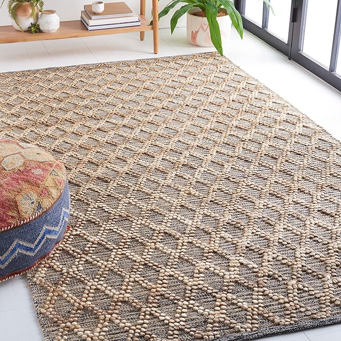 SAFAVIEH Natural Fiber Collection Accent Rug - 3' x 5', Natural & Black, Flat Weave Farmhouse Geometric Jute Design, Ideal for High Traffic Areas in Entryway, Living Room, Bedroom (NF382A)