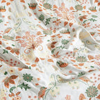 Boho Throw Blanket for Bed 60”x80”, 100% Cotton Woven Blanket for Couch Sofa, Ultra Soft 4-Layer Muslin Quilt with Floral Printed, Farmhouse Bed Blanket/Cover for Living Room Decor