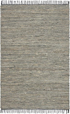 SAFAVIEH Vintage Leather Collection Area Rug - 6' x 9', Grey, Handmade Boho Fringe Leather & Jute, Ideal for High Traffic Areas in Living Room, Bedroom (VTL203F)