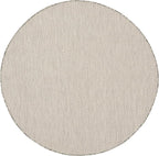 Nourison Home Courtyard Ivory Silver 5' x Round Area Rug - Easy Clean, Non Shedding, Bed Room, Living Room, Dining Room, Kitchen (5' x Round)