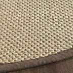 SAFAVIEH Area Rug 4' Round - Natural Fiber Collection - Maize & Brown, Sisal, Woven Design with Border (NF141C)