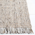 SAFAVIEH Natural Fiber Collection Area Rug - 8' Square, Silver & Natural, Handmade Woven Fringe Jute, Ideal for The Living Room, Bedroom, Dining Room (NF826G-8SQ)