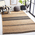 SAFAVIEH Natural Fiber Collection Area Rug - 5' x 8', Natural & Black, Handmade Stripe Boho Farmhouse Rustic Braided Jute, Ideal for High Traffic Areas in Living Room, Bedroom (NFB262Z)