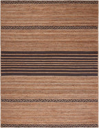SAFAVIEH Natural Fiber Collection Area Rug - 6' x 9', Natural & Brown, Handmade Stripe Boho Farmhouse Rustic Braided Jute, Ideal for High Traffic Areas in Living Room, Bedroom (NFB262T)