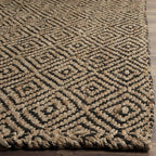 SAFAVIEH Natural Fiber Collection X-Large Area Rug - 11' x 15', Natural & Black, Handmade Jute, Ideal for High Traffic Areas in Living Room, Bedroom (NF181C)