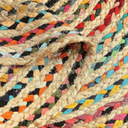 · REDEARTH · Jute Cotton Chindi Area Rug - 3' Round Rug, Handwoven, Non-Shedding, Soft & Durable – Multi Tones for Home Décor in Living Room, Dining Room, Bedroom