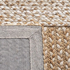 SAFAVIEH Natural Fiber Collection Area Rug - 6' Square, Natural & Ivory, Handmade Stripe Jute, Ideal for High Traffic Areas in Living Room, Bedroom (NF887A)