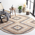 SAFAVIEH Natural Fiber Collection Area Rug - 6' Round, Natural & Black, Handmade Boho Southwestern Fringe Jute, Ideal for High Traffic Areas in Living Room, Bedroom (NFB401A)