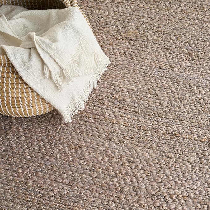 Nourison Home Natural Jute Grey 8' x 10' Area Rug - Easy Clean, Non Shedding, Bed Room, Living Room, Dining Room, Kitchen (8' x 10')
