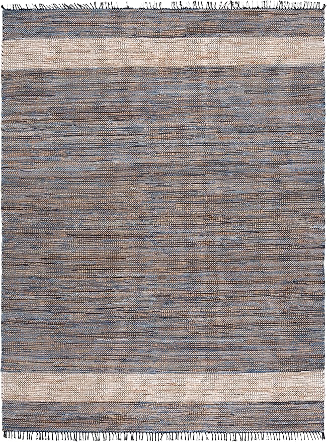 SAFAVIEH Area Rug 8x10 - Cape Cod Collection - Large - Light Blue, Handmade Denim & Jute, Ideal for Living Room, Bedroom, Office, Dining Space (CAP153L)