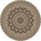 Outdoor Round Rug 6ft, Easy Jute Rug Washable Indoor Outdoor Patio Rug, Non Slip Round Area Rug Farmhouse Front Door Mat,Boho Lightweight Carpet for Backyard Patio Entry (Brown, 6 Ft)