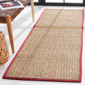 SAFAVIEH Natural Fiber Collection Runner Rug - 2'6" x 8', Natural & Red, Seagrass, Basketweave Pattern with Border (NF114D)