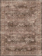 Brown 9x12 Living Room Rug - Vintage Western Eclectic Unique Neutral Taupe, Washable Low Pile Non-Slip Large Area Rugs for Dining Under Table Bedroom Under Bed