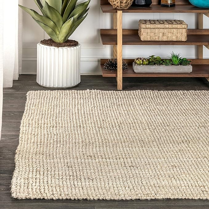 JONATHAN Y Pata Hand Woven Chunky Jute Light Ivory Indoor Area Rug, 12x18, Bohemian, Rustic, Cottage, Easy-Cleaning for Living Room, Bedroom, Kitchen, Non-Shedding (NRF102B-18)