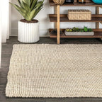 JONATHAN Y Pata Hand Woven Chunky Jute Light Ivory Indoor Area Rug, 5x8, Bohemian, Rustic, Cottage, Easy-Cleaning for Living Room, Bedroom, Kitchen, Non-Shedding (NRF102B-5)