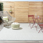 Nourison Home Courtyard Ivory Aqua 7' x 10' Area Rug - Easy Clean, Non Shedding, Bed Room, Living Room, Dining Room, Kitchen (7' x 10')