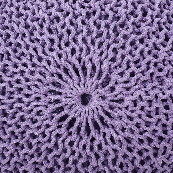 Christopher Knight Home Belle Knitted Cotton Pouf, Lavender