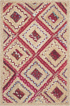 SAFAVIEH Cape Cod Collection Accent Rug - 2'3" x 4', Natural & Red, Handmade Flat Weave Diamond Braided Jute & Denim, Ideal for High Traffic Areas in Entryway, Living Room, Bedroom (CAP354B)