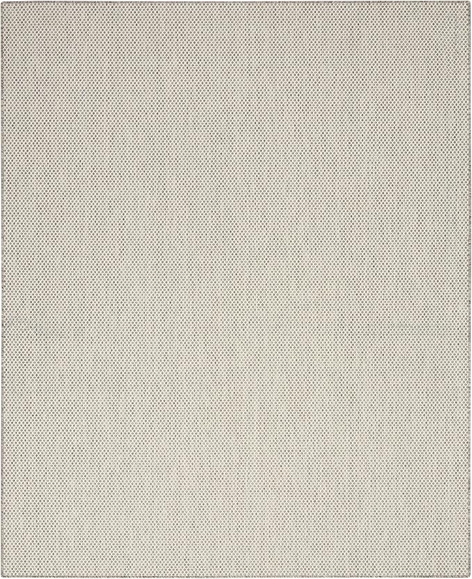 Nourison Home Courtyard Ivory Silver 8' x 10' Area Rug - Easy Clean, Non Shedding, Bed Room, Living Room, Dining Room, Kitchen (8' x 10')
