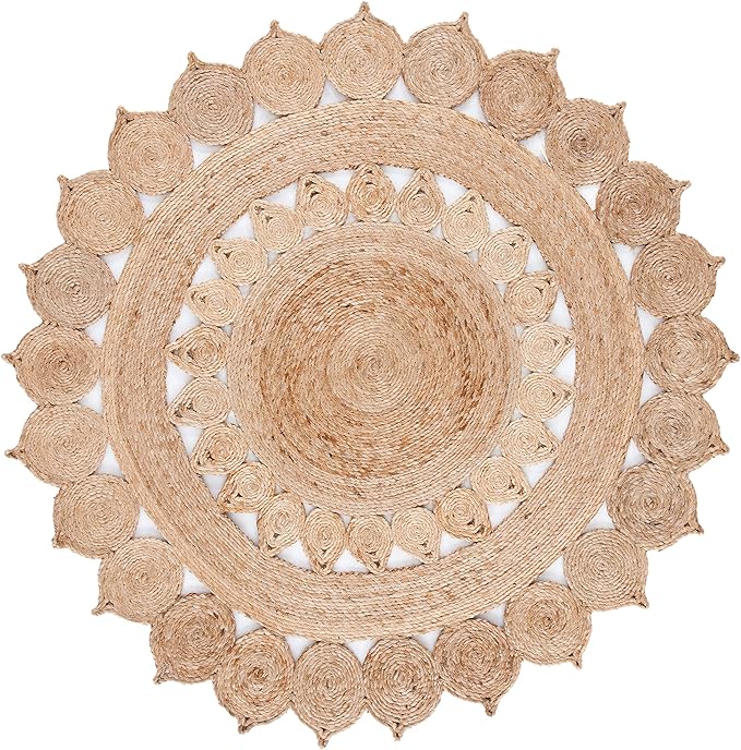 SAFAVIEH Natural Fiber Collection Area Rug - 6' Round, Natural, Handmade Boho Country Charm Jute, Ideal for High Traffic Areas in Living Room, Bedroom (NFB246A)