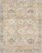 GENIMO 3x5 Area Rugs for Living Room, Machine Washable Non Slip Vintage Rugs, Low Pile Lightweight Print Rug for Bedroom, Dining Room, Home Office, Warm Brown
