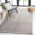 SAFAVIEH Natural Fiber Collection Accent Rug - 3' x 5', Grey & Natural, Handmade Woven Fringe Jute, Ideal for High Traffic Areas in Entryway, Living Room, Bedroom (NF826F)