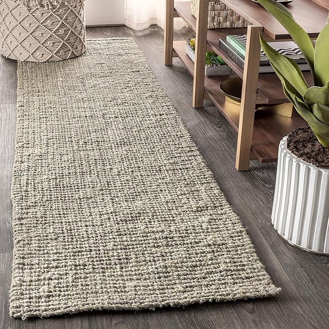 JONATHAN Y Pata Hand Woven Chunky Jute Gray Runner Rug, 2x16, Bohemian, Rustic, Cottage, Easy-Cleaning for Living Room, Bedroom, Kitchen, Non-Shedding (NRF102C-216)