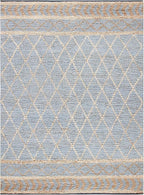 SAFAVIEH Natural Fiber Collection Area Rug - 9' x 12', Natural & Blue, Handmade Boho Moroccan Trellis Jute, Ideal for High Traffic Areas in Living Room, Bedroom (NF955N)