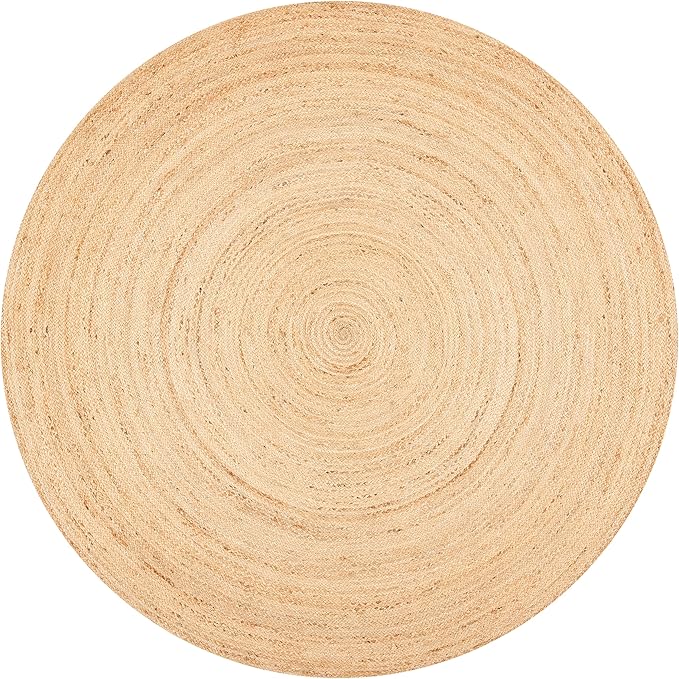 SAFAVIEH Natural Fiber Collection Area Rug - 7' Round, Natural, Handmade Boho Braided Jute, Ideal for High Traffic Areas in Living Room, Bedroom (NFB310A)