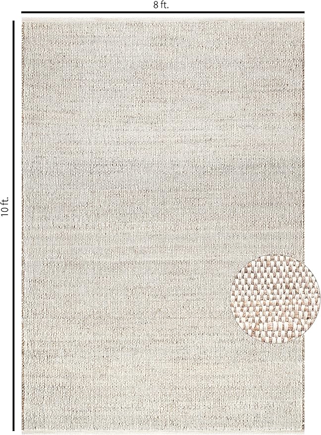S & L Homes Jute Cotton Hand Woven Natural Farmhouse Area Rug for Living Room - Rustic Vintage Bohemian Décor - (8' x 10' Natural)