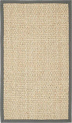 SAFAVIEH Area Rug 3x5 - Natural Fiber Collection - Natural & Dark Grey, Seagrass, Basketweave Pattern with Border (NF114Q)