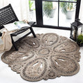 SAFAVIEH Area Rug 5' Round - Natural Fiber Collection - Grey, Handmade Jute, Decorative Boho Floral Design (NF360C)