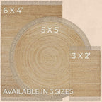KIBAGA Beautiful Jute Rug for Your Home - This Natural 2x3 ft Hand Woven Rug Fits Perfectly Into Your Entry Area, Kitchen Or Living Room - Modern Braided Mat Enhances Any Boho/Farmhouse Decor