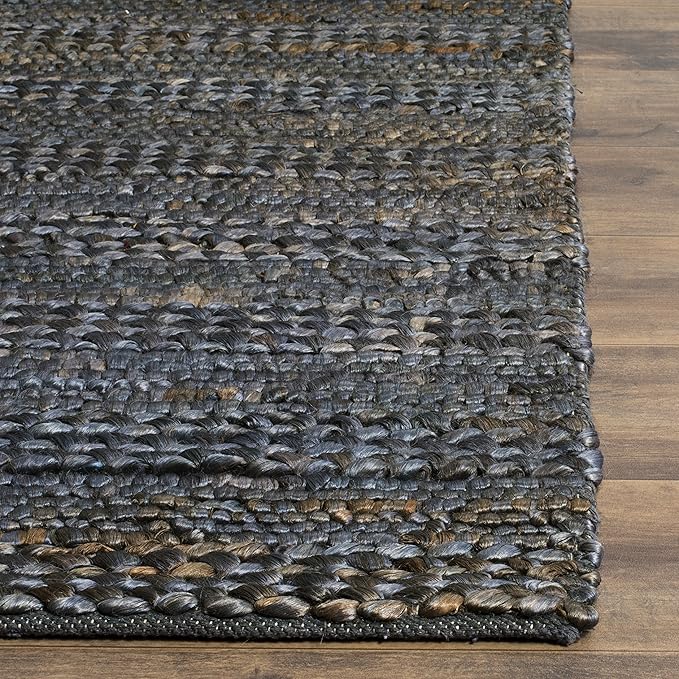 SAFAVIEH Area Rug 4x6 - Natural Fiber Collection - Grey, Handmade Jute, Braided Woven Design, Ideal for Entryway, Living Room, Bedroom (NF212G)