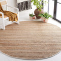 SAFAVIEH Natural Fiber Collection 7' Round Ivory/Natural NFB654A Handmade Boho Farmhouse Rustic Jute & Cotton Jute Area Rug