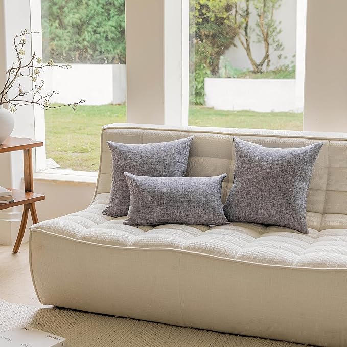 Home Brilliant Linen Throw Pillow Cover 18x18 Decorative Throw Pillow for Bed, Couch, Sofa, Living Room, 1 pc, Ash Grey