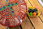 THE ART BOX Cotton Patchwork Vintage Boho Embroidered Bean Bag Seating Pouf Covers Ottoman Kids Stool Decorative Chair Boho Home Décor (14x22 Inches, Cover Only)