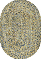 Unique Loom Braided Chindi Collection Casual Modern Blue Oval Rug (2' 0 x 3' 0)