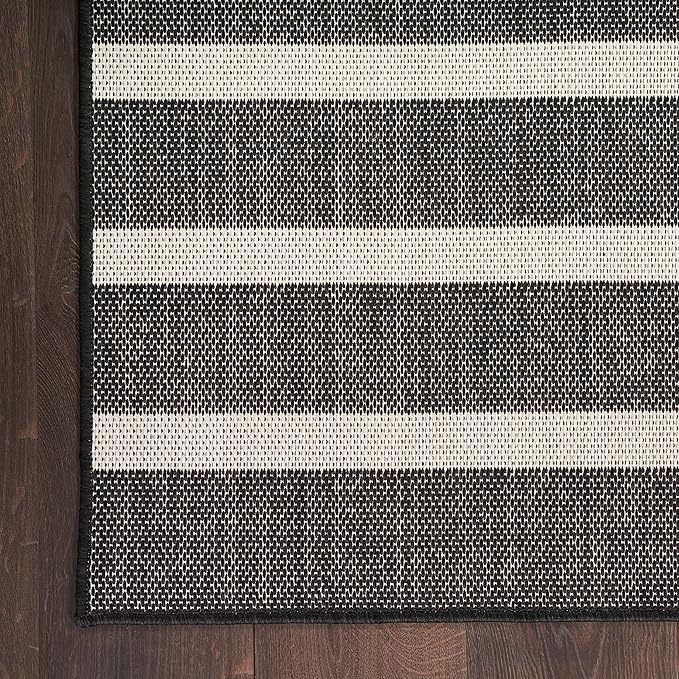 Nourison Home Positano Black Ivory 5' x 7' Area Rug - Easy Clean, Non Shedding, Bed Room, Living Room, Dining Room, Kitchen (5' x 7')