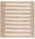 SAFAVIEH Natural Fiber Collection Area Rug - 7' Square, Natural & Ivory, Handmade Jute & Cotton, Ideal for Living Room, Bedroom, Dining Space (NF124A)