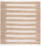 SAFAVIEH Natural Fiber Collection Area Rug - 7' Square, Natural & Ivory, Handmade Jute & Cotton, Ideal for Living Room, Bedroom, Dining Space (NF124A)