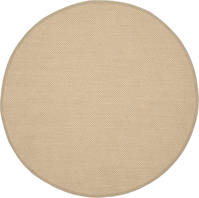 SAFAVIEH Area Rug 10' Round - Natural Fiber Collection - Large - Maize & Linen Color, Sisal, Woven Design with Border (NF141B)